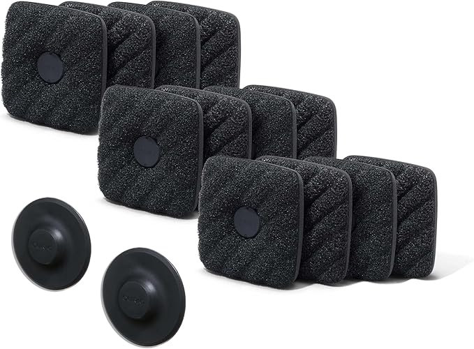 Ionic Non-Scratch Dish Sponges with Magnetized Holder Odor Resistant Synthetic Scrub Sponges 12 Pack Black