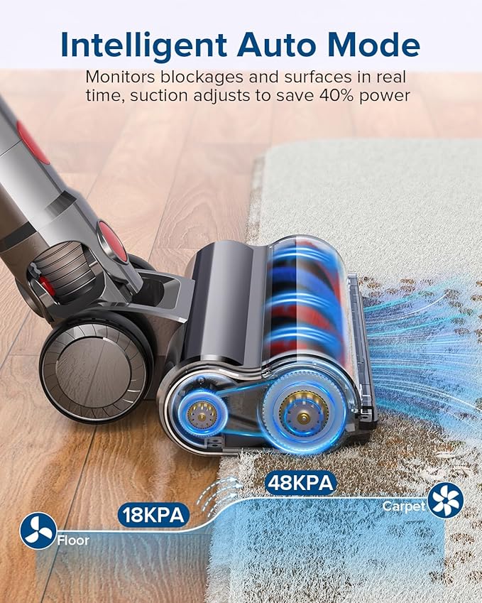 S8 Cordless Vacuum Cleaner 600W 48Kpa Up to 65mins Stick Vacuum Rechargeable Wireless Lightweight Handheld Vacuum Cleaners for Home Pet Hair Carpet Hardwood Floor Car