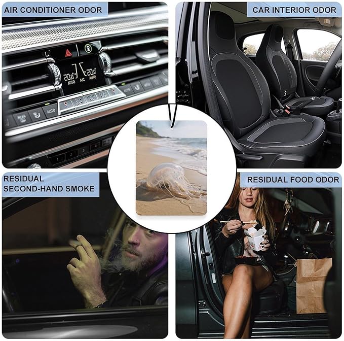 5PCS Car Air Freshener Hanging Personalized Double Sided Transparent Beach Car Fresheners Long Lasting New Cars Scents Cute Automotive Freshies for Closets Drawers (tea)