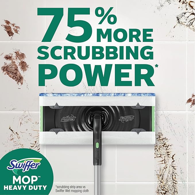 Swiffer Sweep &amp Mop Deluxe 2-in-1 Multi-Surface Kit for Floor Cleaning Includes 1 Sweeper Device 5 Dry Sweeping + 6 Wet Mopping Heavy Duty Cloths Black