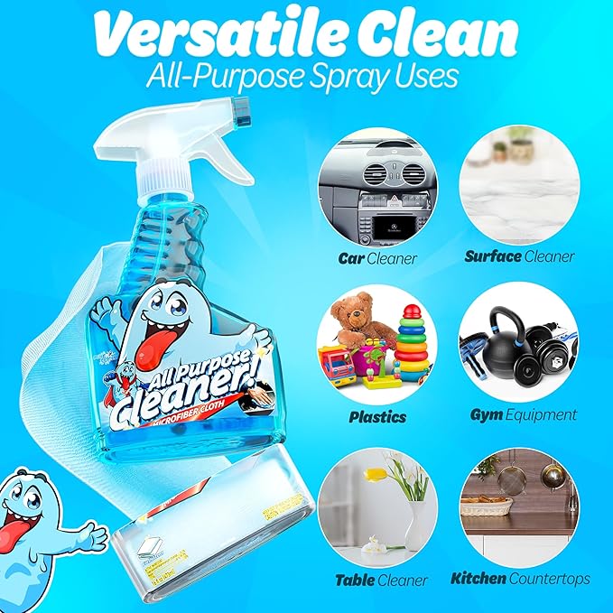 PeerBasics Gunk Getter Travel Spray Bottle With Microfiber Cap - All Purpose Cleaner - Fresh (2 Pack) Plus Spray Bottle With Microfiber Cap - All Purpose Cleaner 16oz - FRESH (2 Pack)