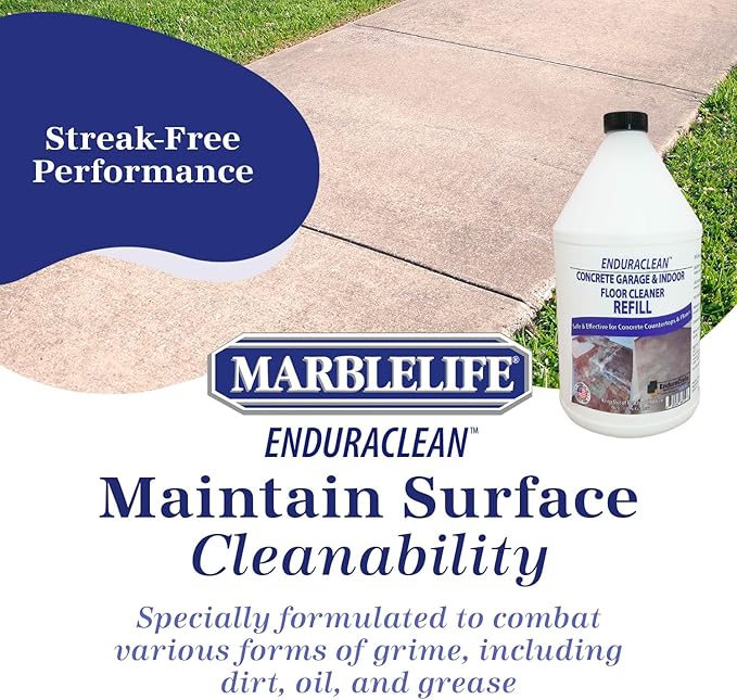 Marblelife EnduraCLEAN Garage and Indoor Concrete Floor Cleaner Effective Basement &amp Garage Floor Cleaner Effective Concrete Cleaner Ready-To-Use Cement Cleaner &amp Degreaser 128 oz Refill