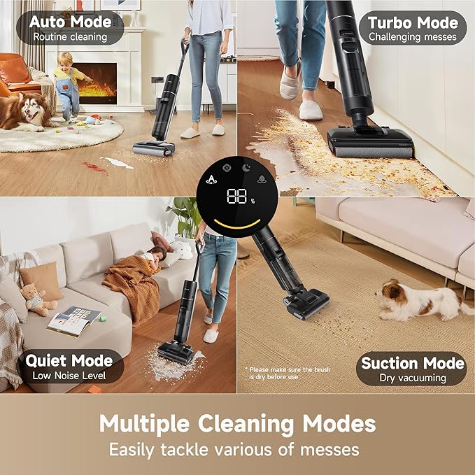 DREAME H12 Pro FlexReach Wet Dry Vacuum Cleaner 0 Tangle Cordless Vacuum Mop All-in-One for Hard Floors 180° Lie-Flat Floor Cleaner Machine with 194°F Hot Self-Cleaning 50Mins Runtime