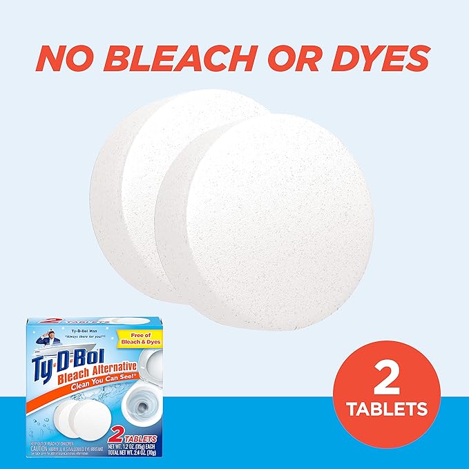 Ty-D-Bol Toilet Bowl Cleaner Tablets In-Tank Toilet Bowl Tablets Bleach Alternative Fragrance Free 2 Count (Pack of 6)