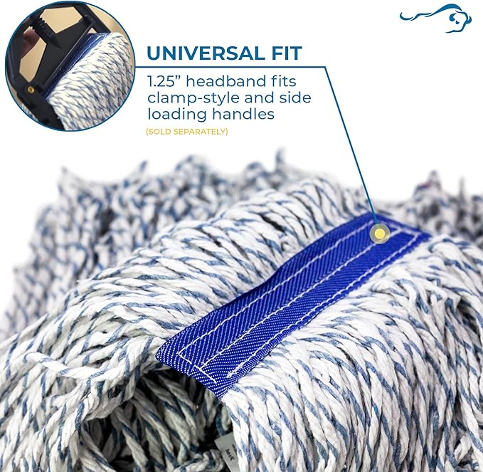 KLEEN HANDLER Cut End Finish Mop | 1.25 Universal Headband Maximum Absorption Finishing Mop Case of 24