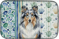 Caroline's Treasures Blue Merle Sheltie Coastal Sea Glass Dish Drying Mat Absorbent Dish Drying Mat Pad for Kitchen Counter Dish Drainer Mat for Countertop 14 x 21 Multicolor