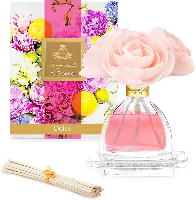 AGRARIA AirEssence Flower and Reed Diffuser Set Handmade Sola Flower Botanical Home Fragrance Set Scented Oil Reed Diffuser Gift for All Occasions