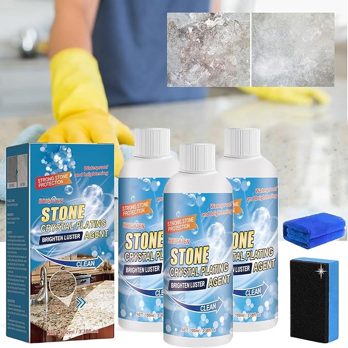 GDSAFS Stone Crystal Plating Agent Stone Stain Remover Crystal Stone &amp Marble Cleaning Agent Effectively Removes Oxidation Rust Stains (3pcs)