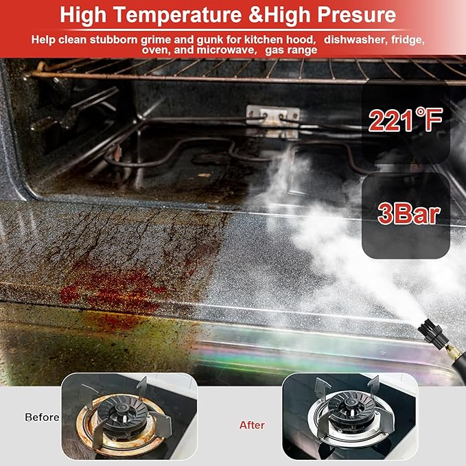 Steam Cleaner for Home Pressurized Handheld Steam Cleaner High-Temperature Steamer for Car Detailing Grout Couch Floor Tile Bathroom Microwave Bed Bugs Windows