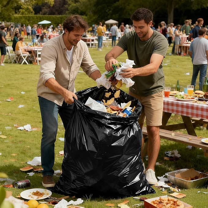 100 Count 95-96 Gallon Heavy Duty Trash Bags Extra Large Black Garbage Can Liners for Construction &amp Outdoor Trash Cans 1.2 Mil Thick 60'' x 71''