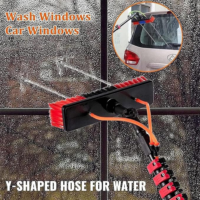 Telescopic Window Cleaner Kit - 3.6M Extendable Pole with Water Fed Brush Ideal for Solar Panel Washing Efficient Window Cleaning Tool 55cm Brush Head