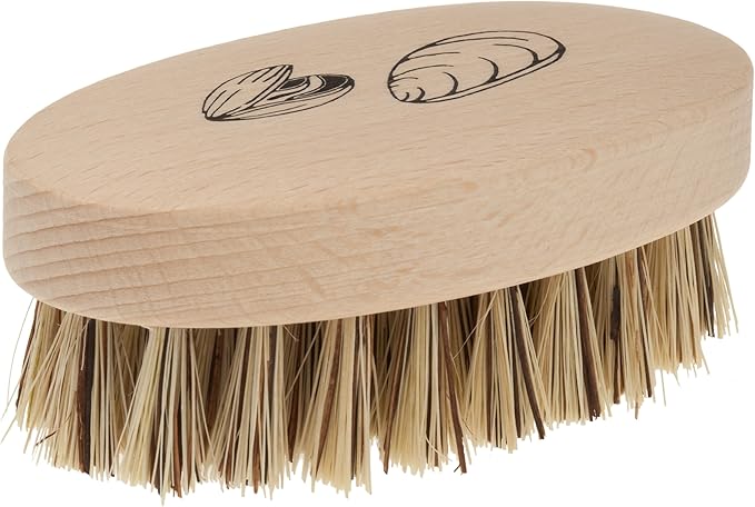 REDECKER Mussel Brush with Beechwood Handle 3-3/4-Inches Set of 2 - Brush for Scrubbing Mussels