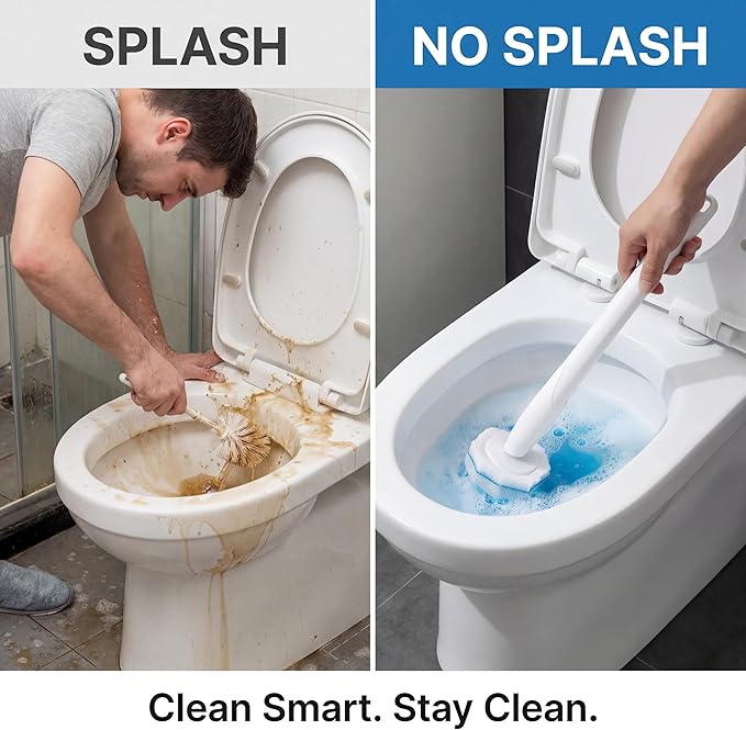100 Count Toilet Wand Refills Disposable Toilet Brush Refill Heads Compatible with Household Brushes Scrubbers 3-Layer Scrubbing Pads for Quick Bathroom Toilet Bowl Cleaners Local Stock