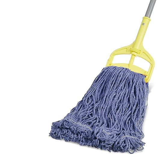 Amazon Basics Loop-End Synthetic Mop Head 5-Inch Headband Large Machine Washable Blue 6-Pack
