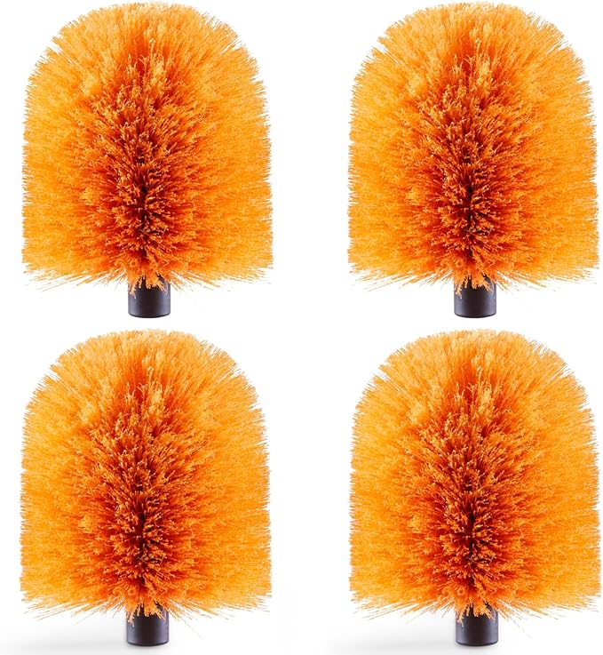 4 Pack Screw on Webster Cobweb Duster Head for PoleSpider Web Brush Cobweb Duster Head AttachmentFits Standard 3/4 inch Threaded Poles (4 Orange)