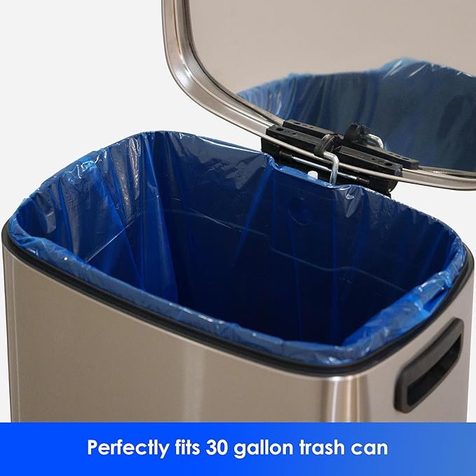 30 Gallon Recycling Trash Bags Unscented 120 Count Drawstring Garbage Bags Pre-Separated Ultra Strong Leakproof Sturdy Translucent Blue
