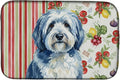 Caroline's Treasures Blue and White Old English Sheepdog Vegetables Dish Drying Mat Absorbent Dish Drying Mat Pad for Kitchen Counter Dish Drainer Mat for Countertop 14 x 21 Multicolor