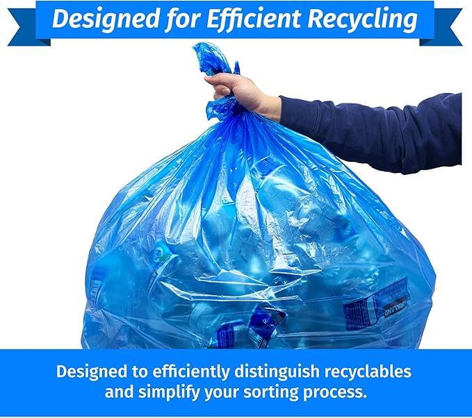 Reli. SuperValue 40-45 Gallon Recycling Bags | 100 Count | Blue Trash Bags