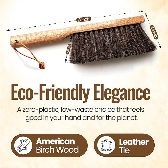 Dustpan Bench Woodworking Brush-USA 13 inch Horsehair Brushes are Used for Counter Furniture Drafting Patio Fireplace Cleaning Shop Brush Leather Tie Woodworking Tool &amp Accessories