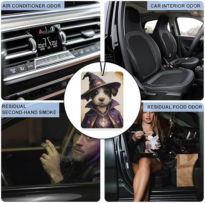 5PCS Car Air Freshener Hanging Personalized Double Sided Wizard Pup Car Fresheners Long Lasting New Cars Scents Cute Automotive Freshies for Closets Drawers (tea)
