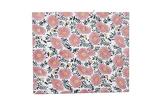 3.3 Gallon Cotton Hand Block Printed Paper Waste Basket |Small Decorative Trash Can for Housewarming Gifts in Living Room Bedroom Bathroom | Eco-Friendly Plastic-Free (1 Green Pink Sun FLOWAR)