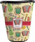 Personalized Vintage Musical Instruments Waste Basket - Double Sided (Black)