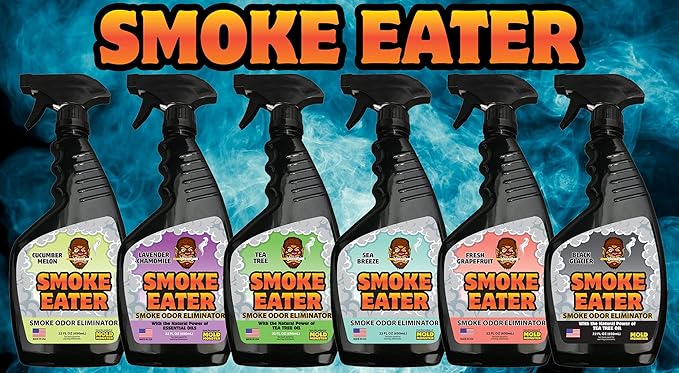 Smoke Eater Odor Eliminator Spray Sea Breeze Scent 22oz - Breaks Down Smoke Odors at the Molecular Level - Works on Fabric Carpet Cars Furniture - Made in USA