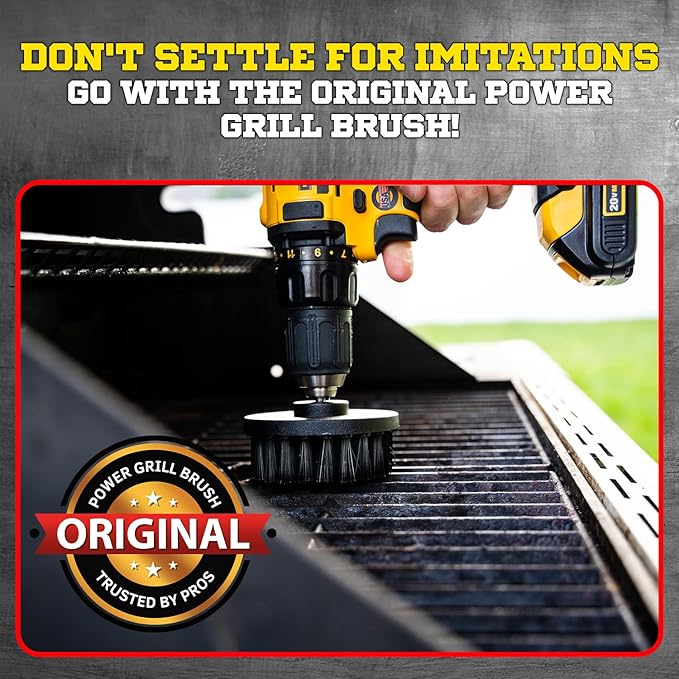 Grill Brush 5 Piece BBQ Cleaning Kit - Nylon Safe Bristle Wire Free Safe for All Grates Stainless Steel Porcelain Charcoal Smoker Grill Cleaner Scraper Accessories Outdoor