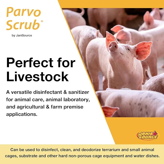 ParvoScrub Veterinary &amp Kennel Disinfectant Cleaner &amp Deodorizer Bundle (1 Concentrated Gallon and 2-32 Ounce Bottles)