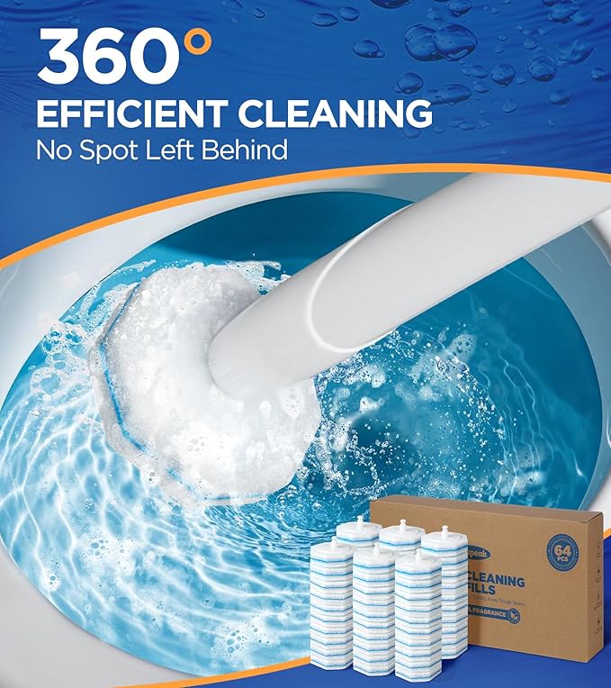 64 Count Toilet Wand Refills for Clorox Toilet Wand 5X Cleaning Power Toilet Bowl Cleaners with Exclusive Formula High-Density Disposable Toilet Brush Scrubber - No Falling Apart Fresh Fragrance