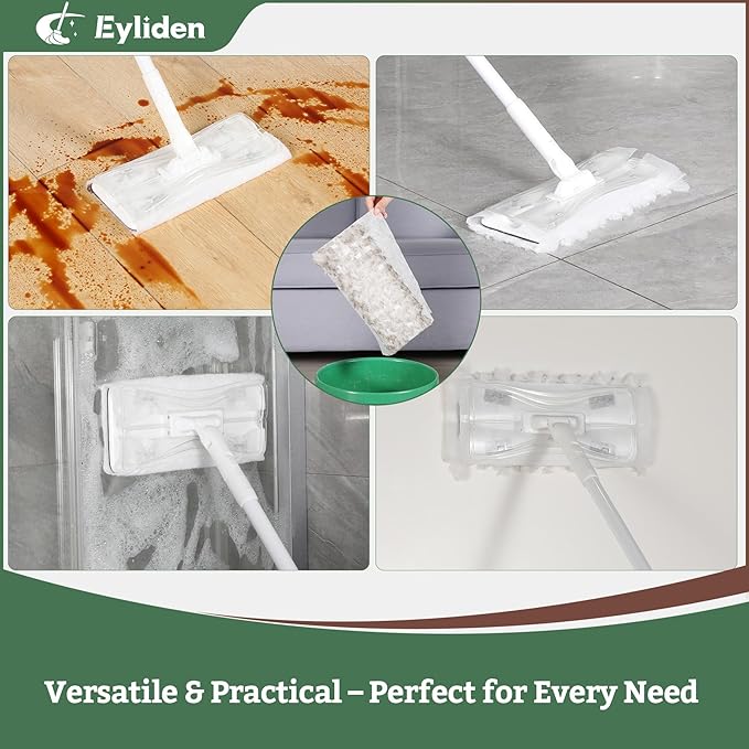 Eyliden Dust Mop Sweeping &amp Mopping Kit | 58 Extended Long Handle 36 Disposable Dry Cloths and 24 Wet Pads Multi Surface Sweeper Mops for Floor Cleaning