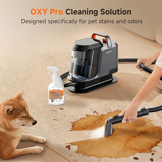uwant Portable Carpet and Upholstery for Deep Cleaner 18Kpa Carpet Cleaner Machine for Cars Pets with Pet Pro Solution and Self Cleaning Set of 1 for Spot Rug Couch