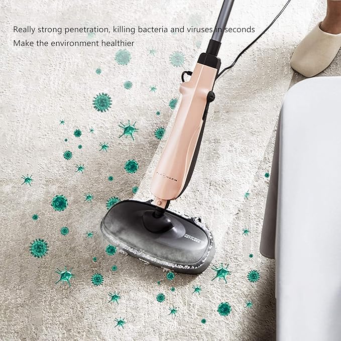 Household Mop Multifunctional Dust-Free Steam Mop Wireless Portable Push Rod Electric Cleaning Machine Living Room Bedroom Dining Room Carpet Pink Green