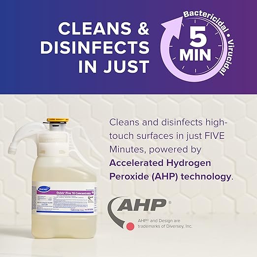 Oxivir Diversey 5019296 Five 16 One-Step Hospital Strength Disinfectant Liquid Cleaner Accelerated Hydrogen Peroxide SmartDose Concentrate 1.4-Liter (Pack of 2)