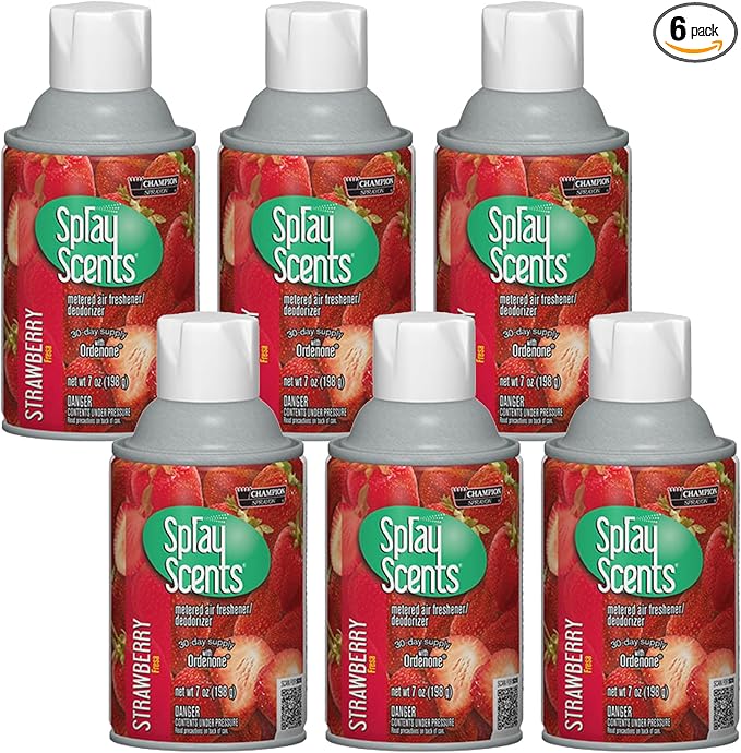 Champion Sprayon SprayScents Metered Air Freshener Refill 7 oz Odor Control Fragrance Strawberry (6 Pack)