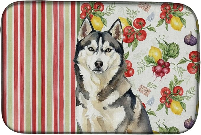 Caroline's Treasures Agouti Siberian Husky Vegetables Dish Drying Mat Absorbent Dish Drying Mat Pad for Kitchen Counter Dish Drainer Mat for Countertop 14 x 21 Multicolor