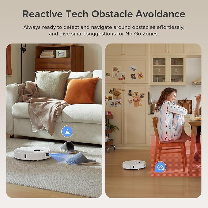 roborock Qrevo Series Robot Vacuum and Mop 8000Pa Suction Upgraded from Qrevo S Anti-Tangle Brush Smart Obstacle Avoidance Auto Mop Washing All-in-One Dock 200RPM Spinning Mops White(QV 35A)