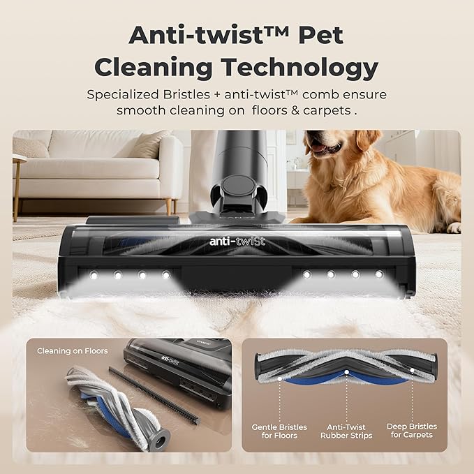 Candy Cordless Vacuum Cleaner65Mins Stick Vacuum Cleaners for Home400W/190AW Powerful SuctionAnti-TangleLED DisplaySelf-StandingOne-Click CleanHandheldHardwood Floor/Carpet/Pet HairCVS30