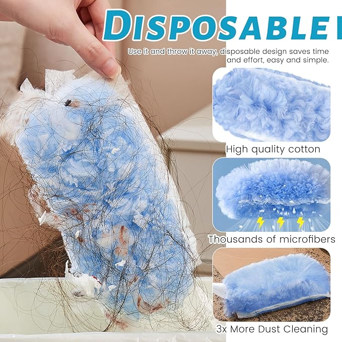 80PCS Dusters Refills 360°Duster Refill with Handle Disposable Dusters for Cleaning Household Cleaning Tools Cleaning House Must Haves (80Pcs360°)