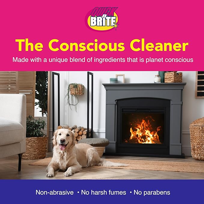 Quick 'n Brite Fireplace Gel Cleaner for Brick Stone Rock Tile and Marble Nonabrasive Fireplace Cleaner Made in the USA 16 oz (Pack of 2)