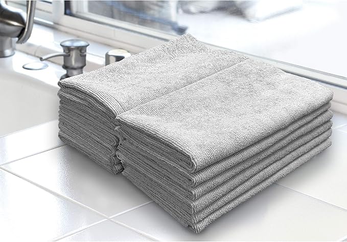 Ultra-Cut Absorbent Microfiber Towels Silver-Embedded Lint &amp Scratch-Free for Home Lab &amp Dairy Industry Use 12x12 Inches 25-Pack