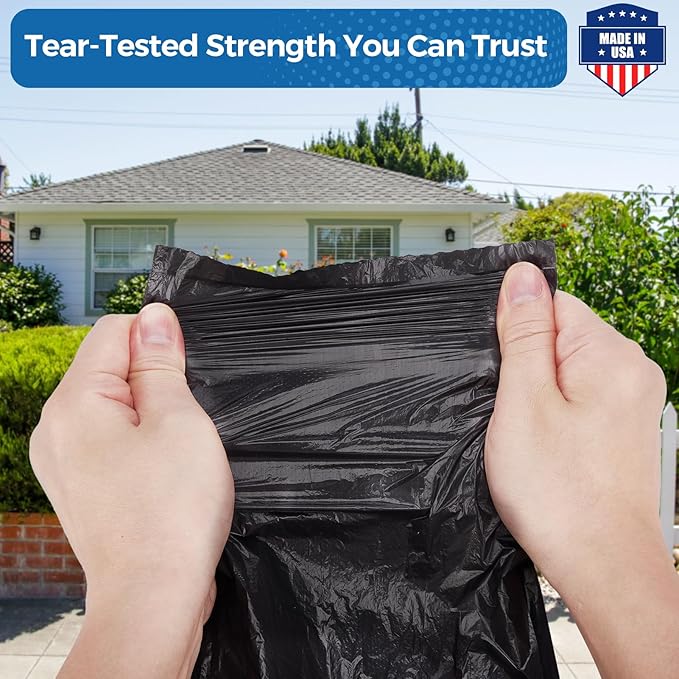 Fuxury 55-60 Gallon Trash Bags 150 Count Black Garbage Bags 38x58 Extra Large Trash Can Liners 0.7 Mil Plastic Bags for Serious Garbage Cleanup Home Yard &amp Commercial Use Made in USA