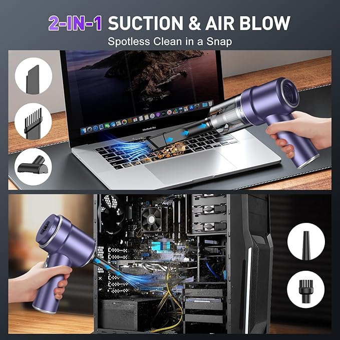 KMM Handheld Car Vacuum Cleaner 9000PA Vacuum Cleaner &amp Air Duster 120W High Power Vacuum Portable Cordless Hand Held Vacuum Rechargeable with Multi-Nozzles &amp LED Light for Home Car Offic