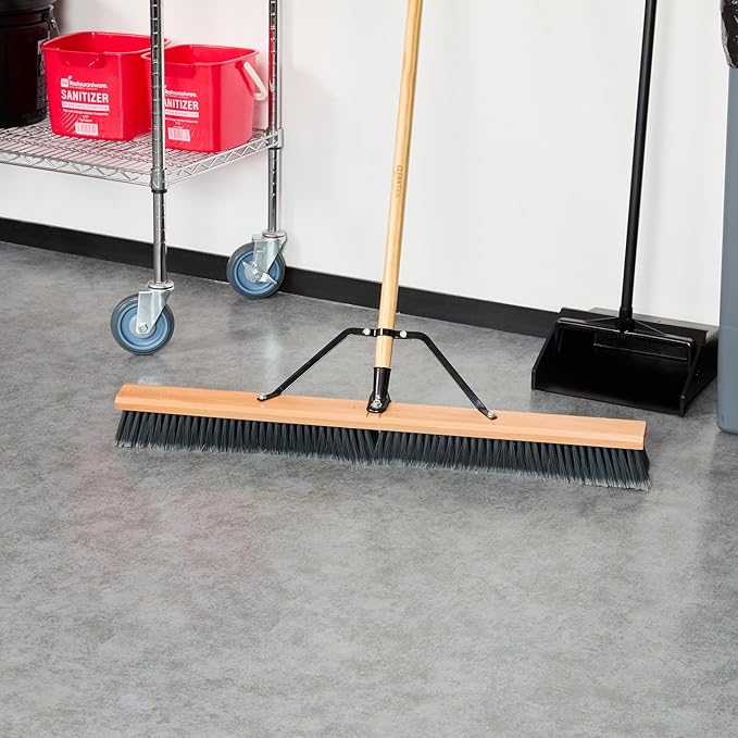 Restaurantware-BROOM HEAD ONLY: Clean Tek Professional 36-Inch Broom Head 1 Heavy-Duty Push Cleaning Tool - Handle And Brace Sold Separately Medium Plastic Bristles Wooden Commercial Use