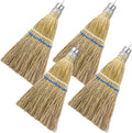 Suclain 4 Pcs 12 Inch Whisk Broom Hand Held Mini Corn Straw Whisk Broom Short Handle with Metal Hanger Halloween for Multi Surface Sweeping Small Hand Brush for Outdoor Car Porch Debris Dust Dirt