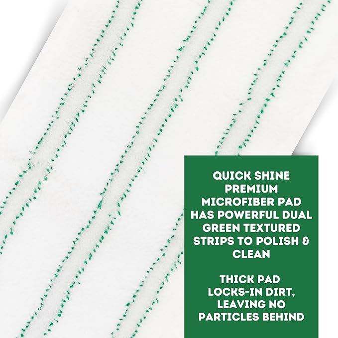 Quick Shine Hardwood Floor Clean + Polish Mop Kit w/ 3 Reusable Pads &amp 1-16 oz. Floor Luster w/Plant-Derived Carnauba | Use Wet + Dry | Safer Choice pH Neutral Ready to Use Formula