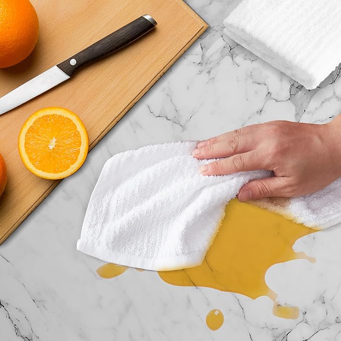 Avalon Towels Ribbed Bar Mop Towels (Value Pack of 60) Size 16x19 – Absorbent and Durable Multipurpose Cleaning Rags Cotton Cleaning Towels Terry Cloth Rags Reusable Shop Rags