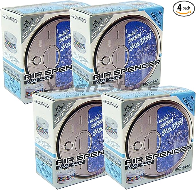 Air Spencer Cartridge Clear Squash Scent 4-Pack Car Air Freshener Heavy Duty Last Long JDM AS A24 Eikosha Japan