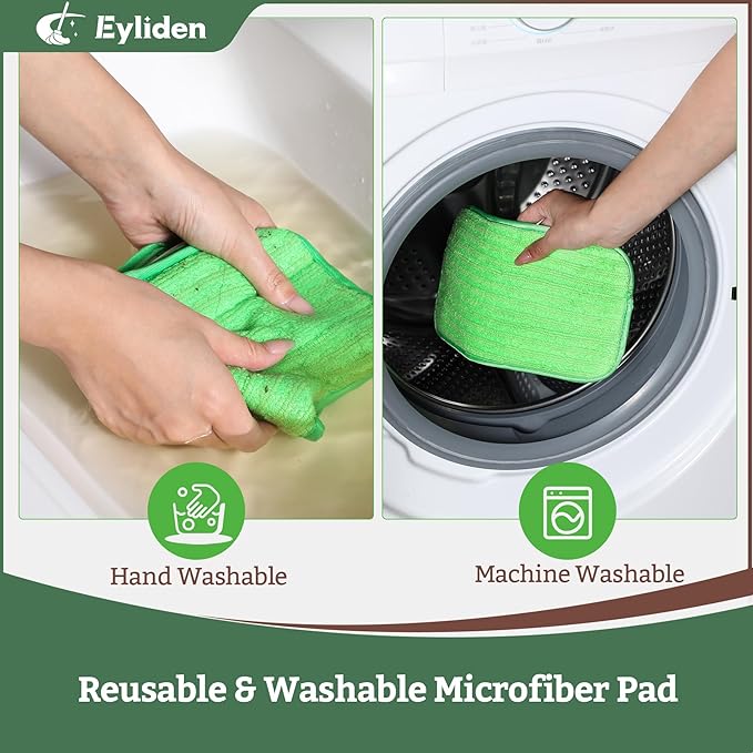 Eyliden Spray Mop - Design for Small Spaces | 12 Disposable Cloths 1 Reusable Pad 13 oz Refillable Bottle | Wet Mops for Apartments and Dorms Floors Lock Tight Design No Lost Pads - Swivel Head