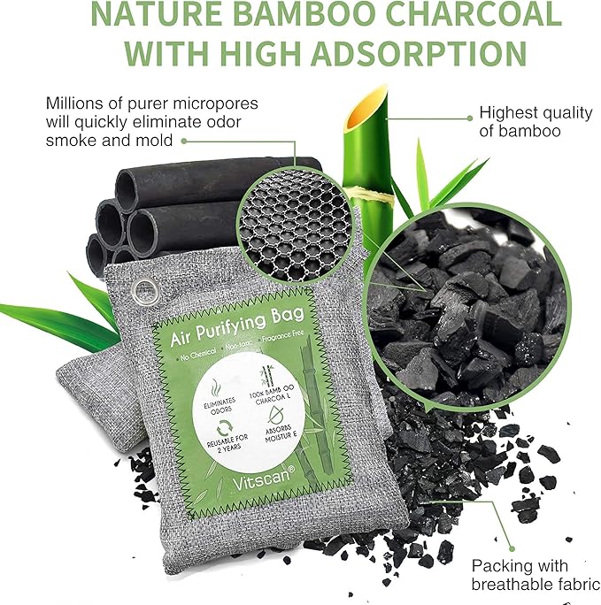 20 Pack Bamboo Charcoal Air Purifying Bag Activated Charcoal Bags Odor Absorber Moisture Absorber Natural Car Air Freshener Shoe Deodorizer Odor Eliminators For Home Pet Closet Car